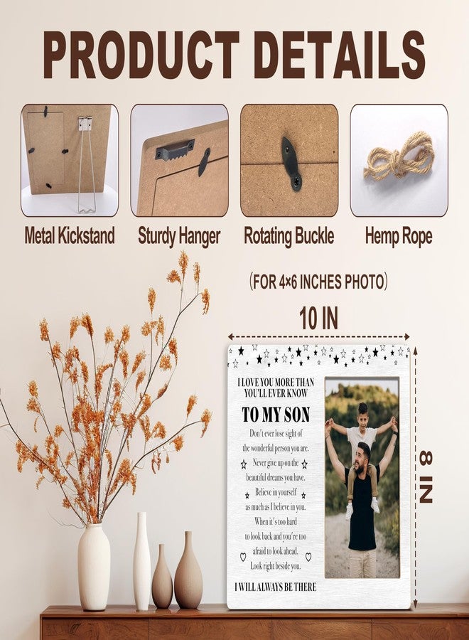 BXVRT Son Photo Frame, Gifts For Son From Mother Father, To My Son Wooden Picture Frame Gifts For Birthday Christmas Graduation, Love Quote Frame Family Gifts For Home Decor -122 - Image 2
